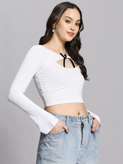 2-piece Cut Out Front Bow Crop Top