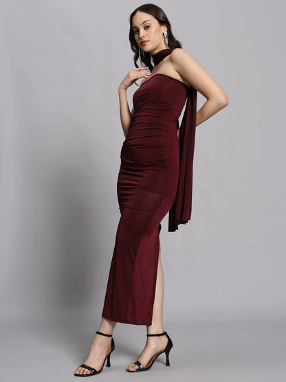 Elegant BAE Wine long 2-piece bodycon tube dress