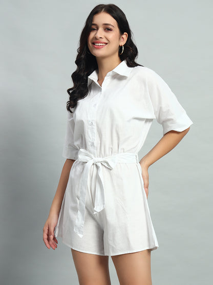 Linen  Belted Romper Set