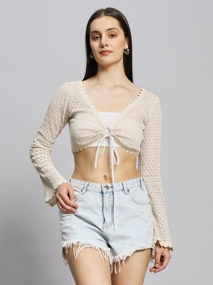 2-piece Front Tie Crochet-look Top