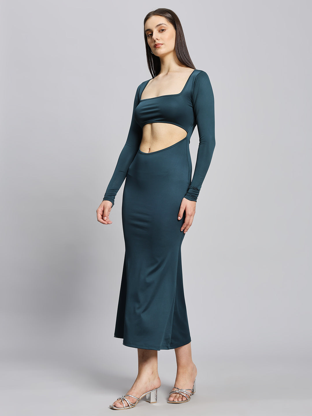 BAE hollow out out sexy square neck party dress