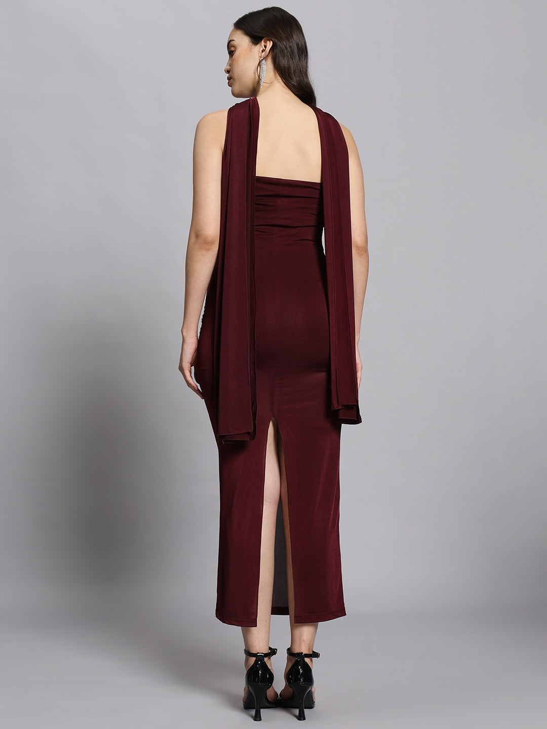 Elegant BAE Wine long 2-piece bodycon tube dress