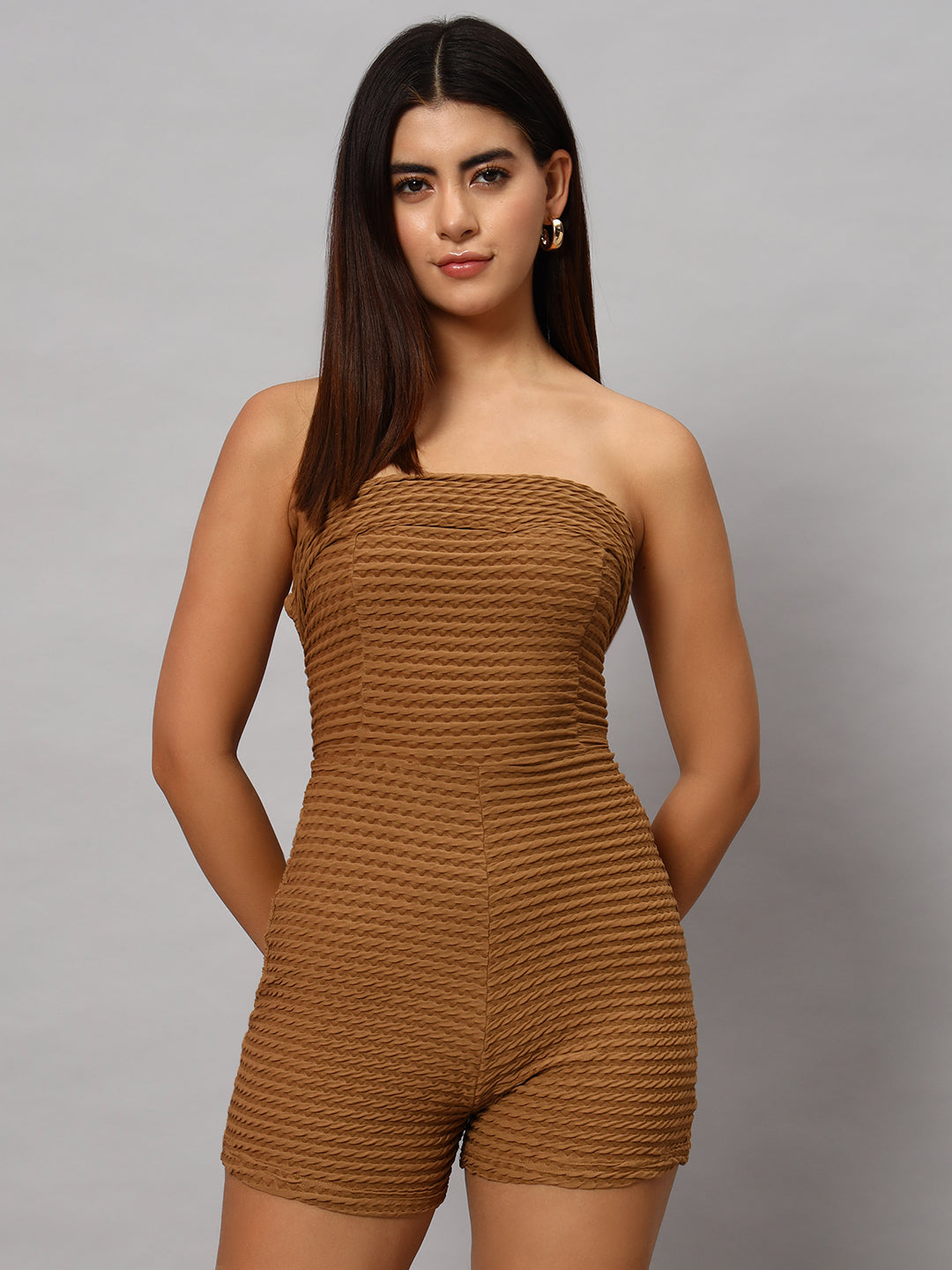 Texture Strapless Jumpsuit
