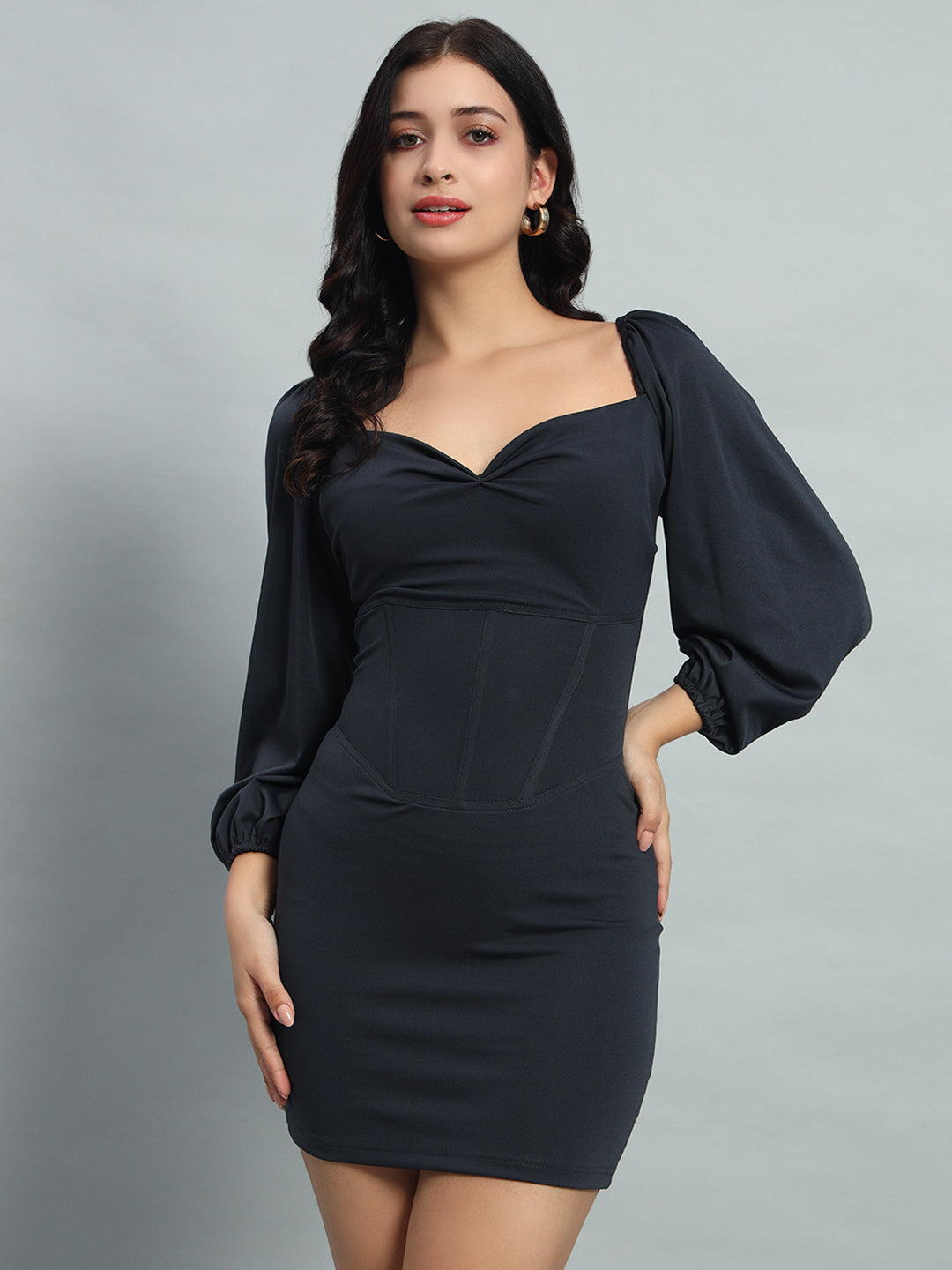 Corset waisted mini tie-back bodycon dress