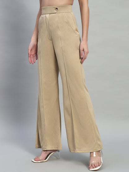 High Waist Wide Leg Beige Pants