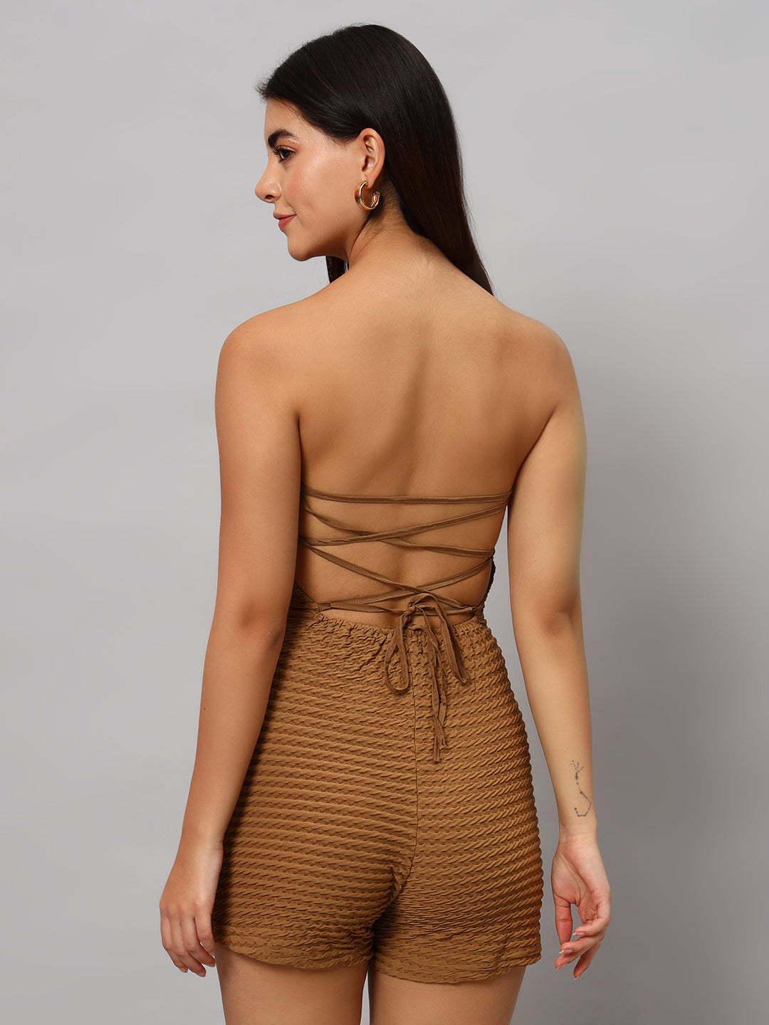 Texture Strapless Jumpsuit