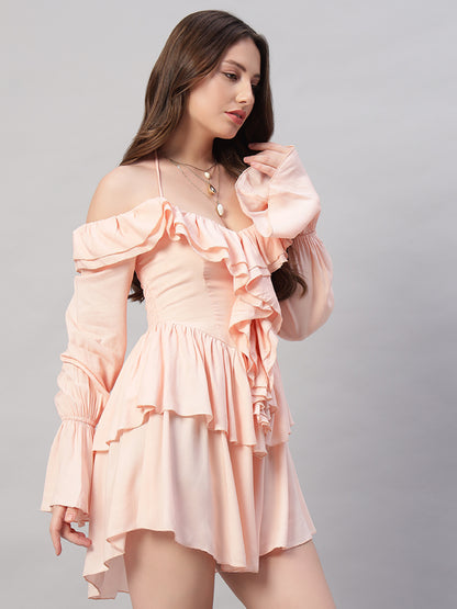 Sweet Romantic Lotus Leaf Layered Mini Dress