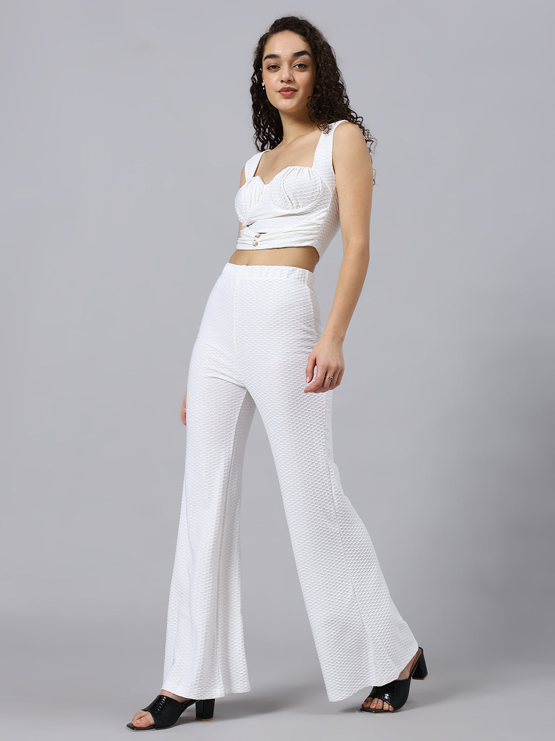 Crop tank top and Trousers two  Piece Textured Co-ord