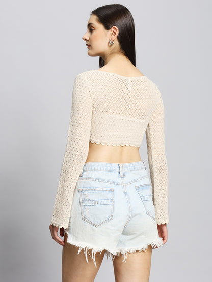 2-piece Front Tie Crochet-look Top
