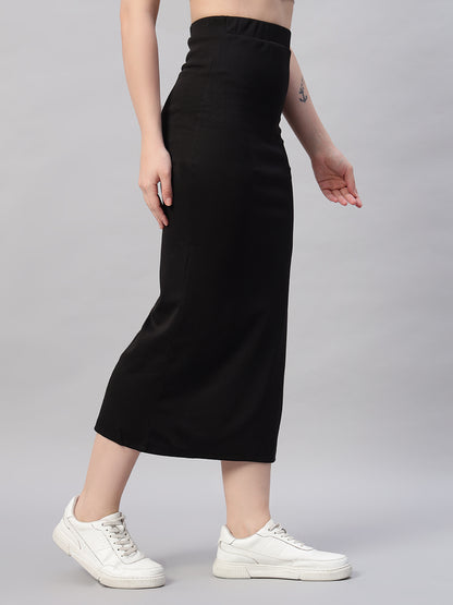 High Waist Split Thigh Black Skirt