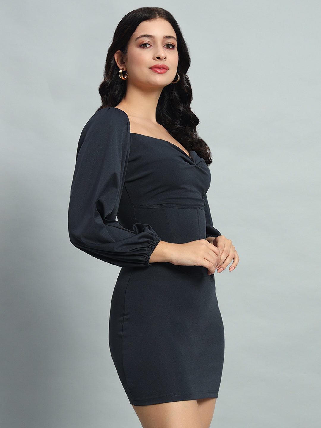Corset waisted mini tie-back bodycon dress