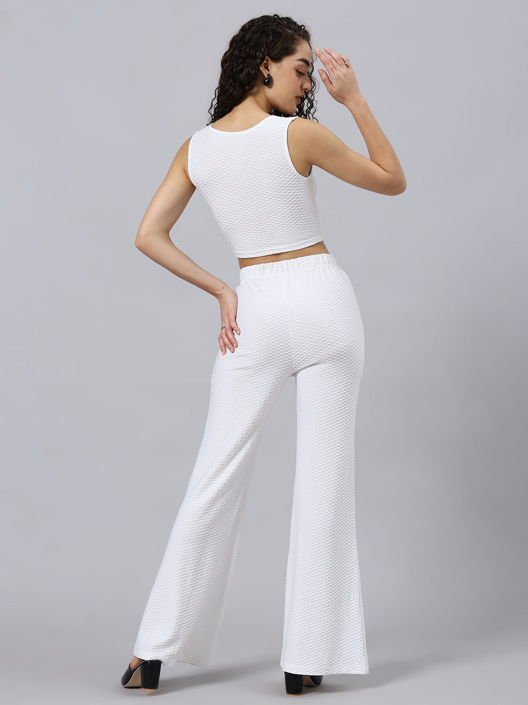 Crop tank top and Trousers two  Piece Textured Co-ord