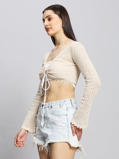 2-piece Front Tie Crochet-look Top