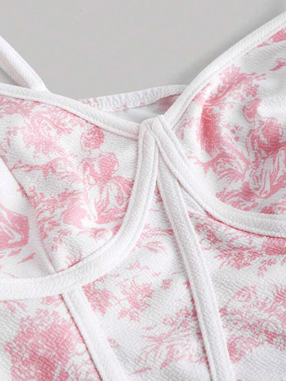 Floral printed crop top and skirt two piece Coord set