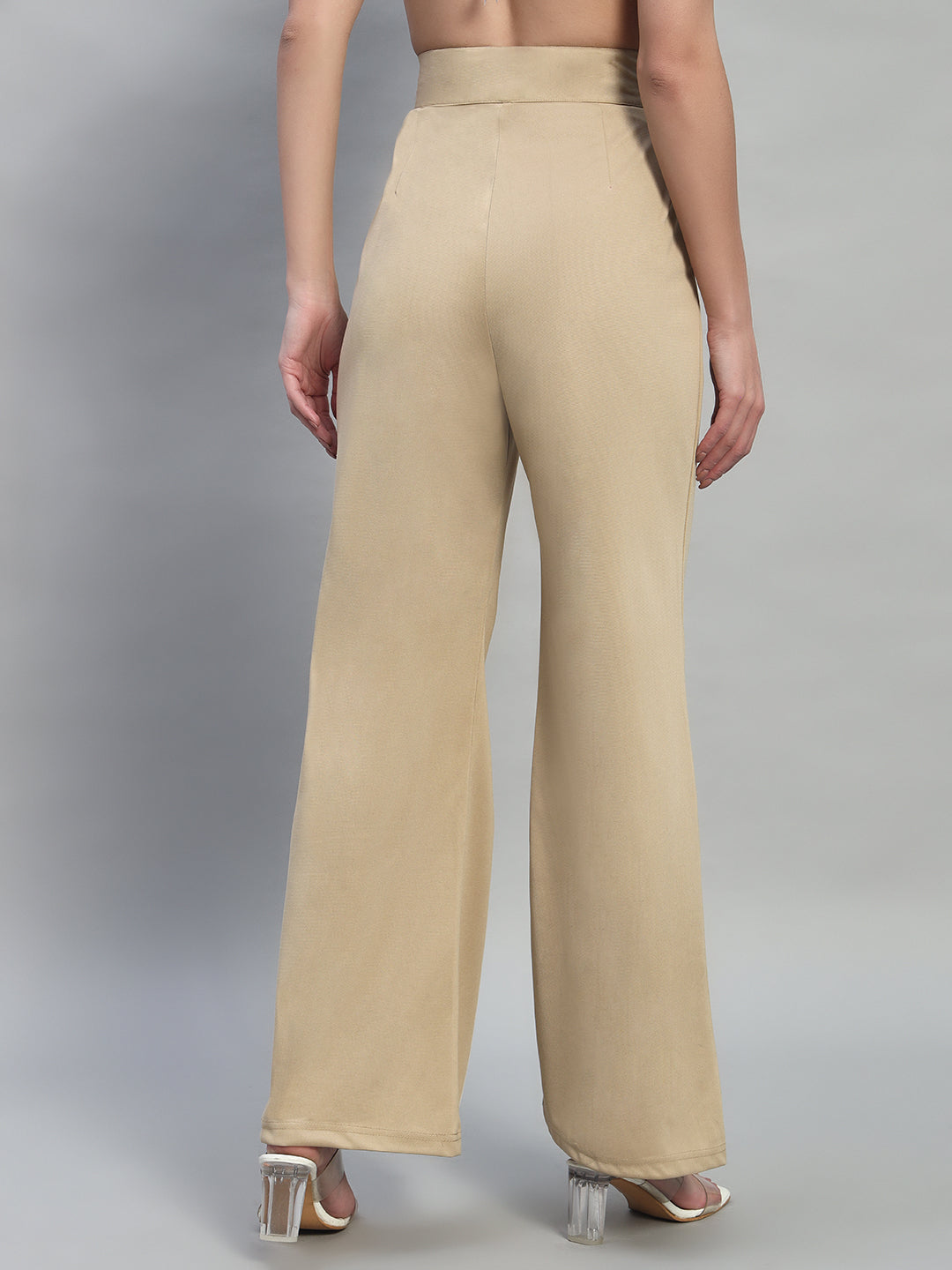 High Waist Wide Leg Beige Pants