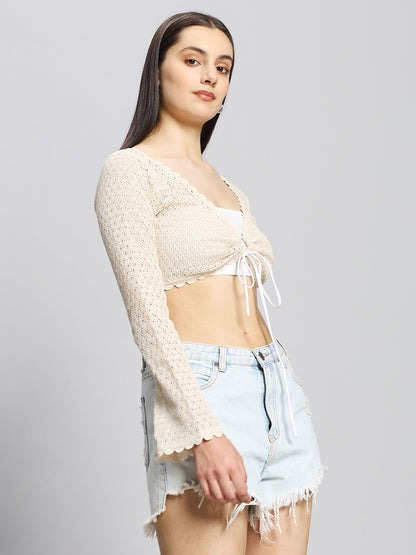 2-piece Front Tie Crochet-look Top