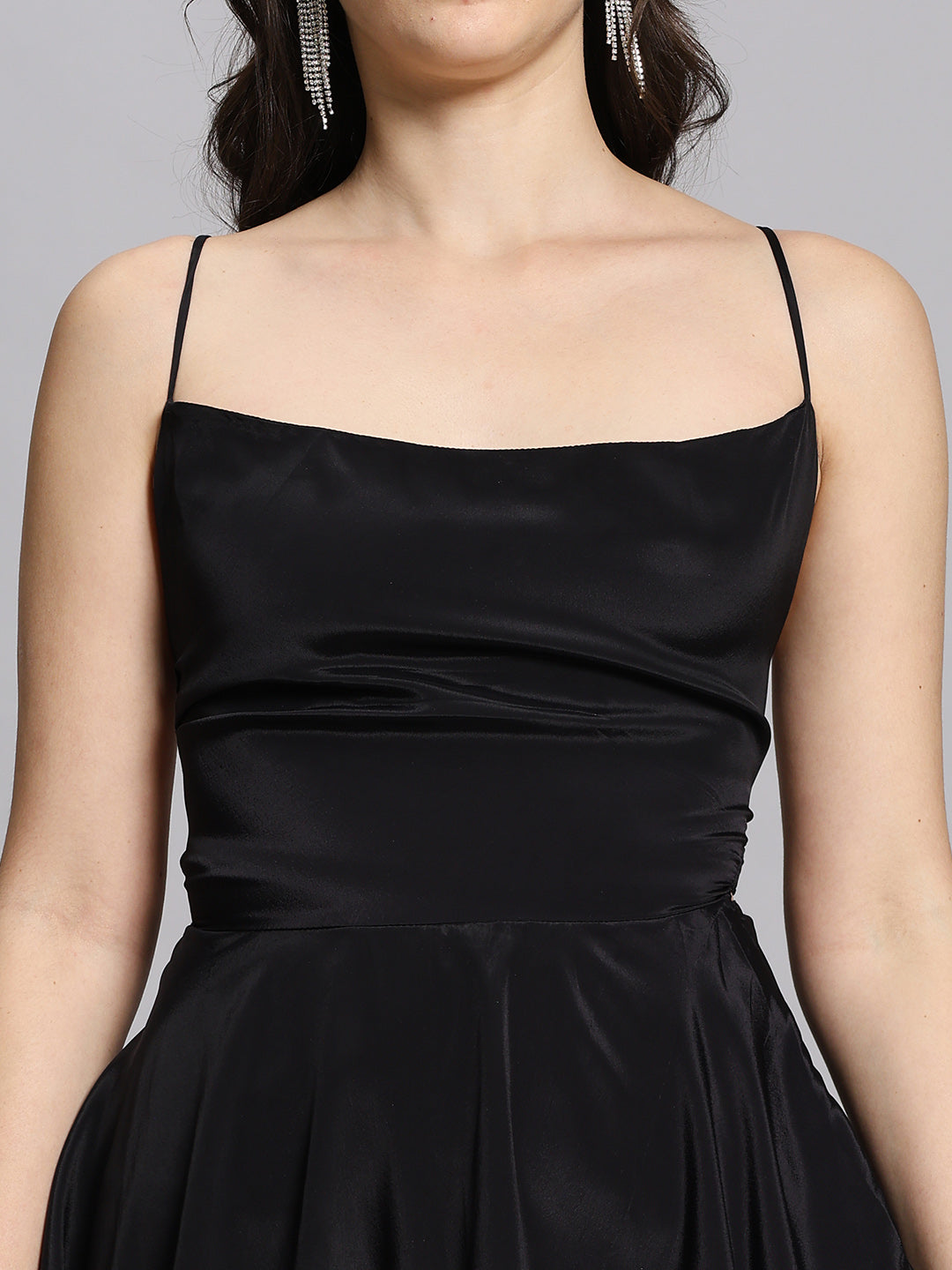 BACKLESS Mini black Dress with Tie Up Details