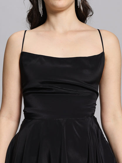 BACKLESS Mini black Dress with Tie Up Details