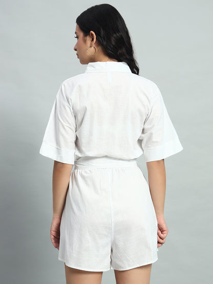 Linen  Belted Romper Set