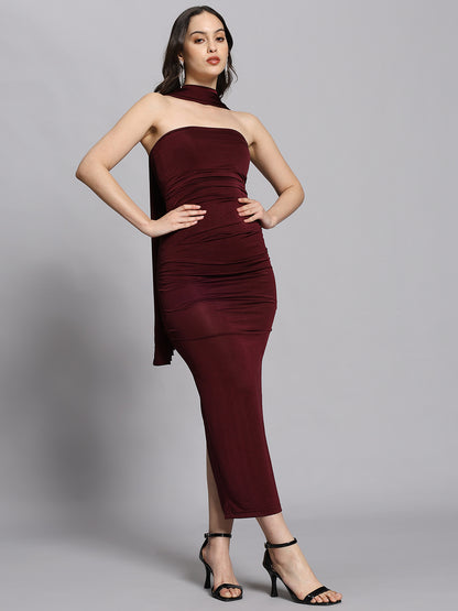 Elegant BAE Wine long 2-piece bodycon tube dress