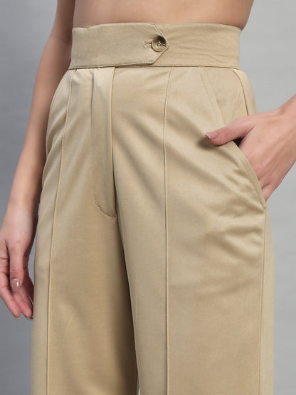 High Waist Wide Leg Beige Pants