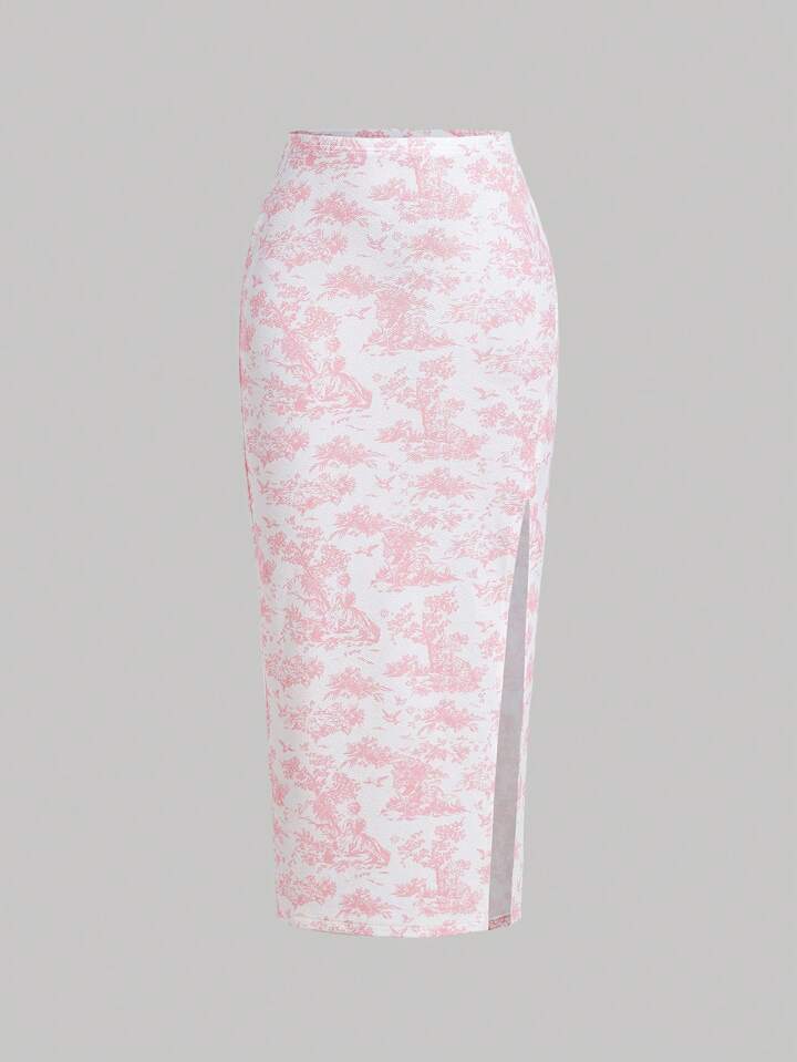 Floral printed crop top and skirt two piece Coord set