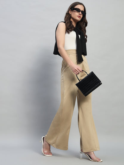 High Waist Wide Leg Beige Pants