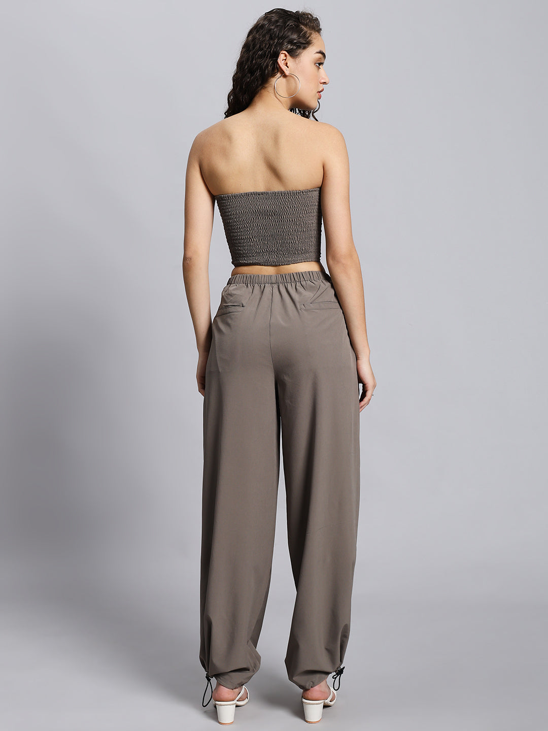 Solid Color Tube Top & Cargo Pant Set