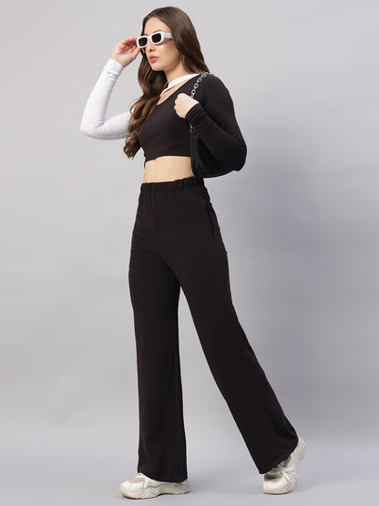 Slim Cut Top & Straight Leg Pants Two-Piece Set