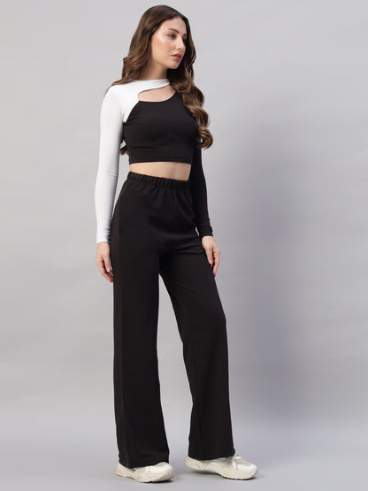 Slim Cut Top & Straight Leg Pants Two-Piece Set