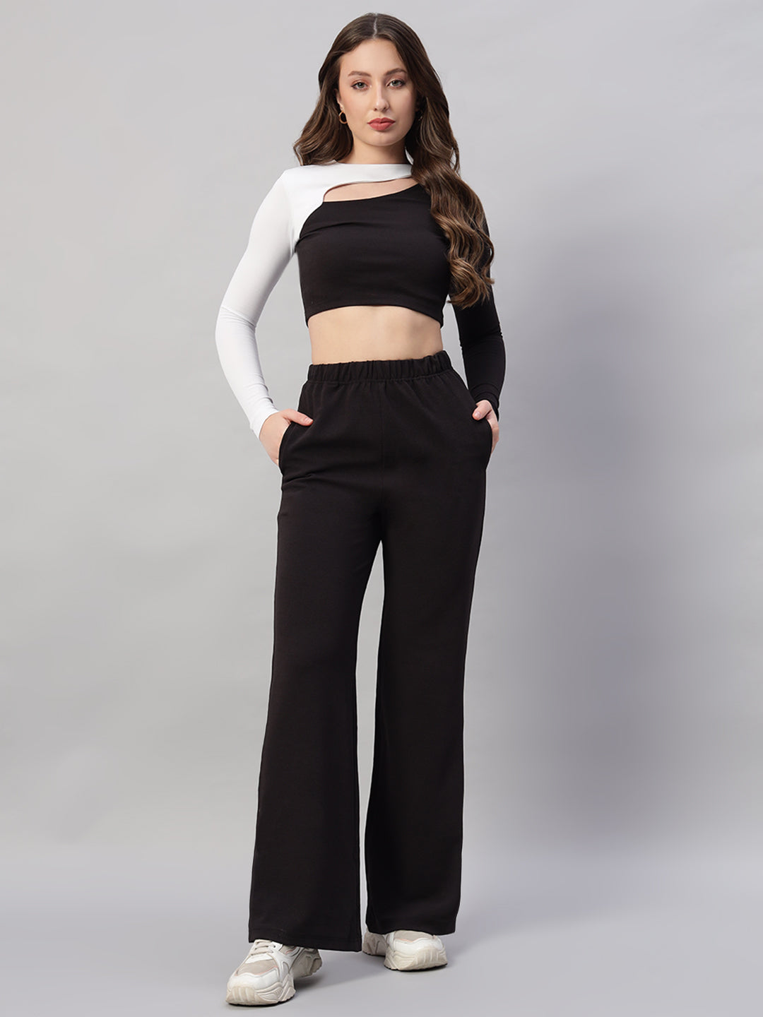 Slim Cut Top & Straight Leg Pants Two-Piece Set