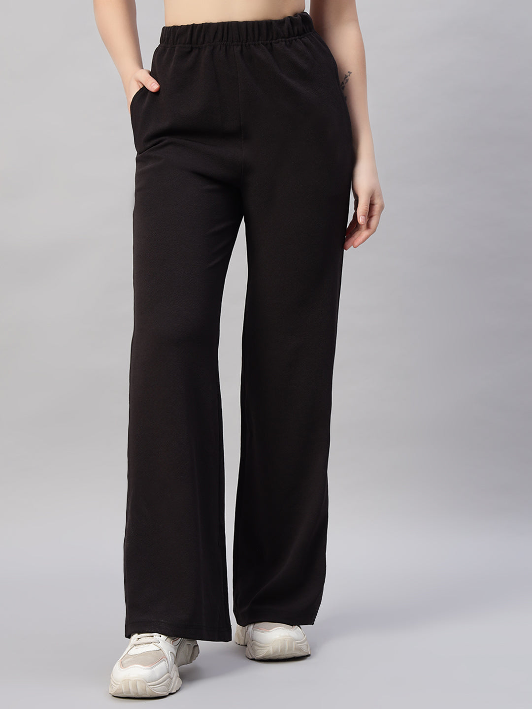 Slim Cut Top & Straight Leg Pants Two-Piece Set