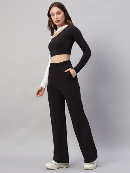 Slim Cut Top & Straight Leg Pants Two-Piece Set