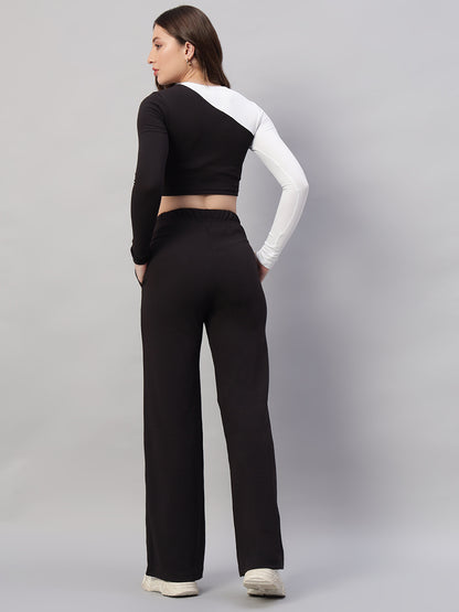 Slim Cut Top & Straight Leg Pants Two-Piece Set